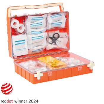 Preview: Erste Hilfe Koffer DYNAMIC-GLOW L SÖHNGEN orange Norm DIN 13169