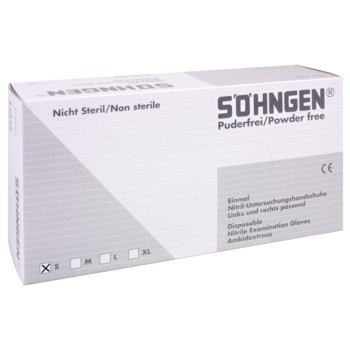 Preview: Nitril Schutz-Handschuhe S klein SÖHNGEN blau PUDERFREI 100 Stück