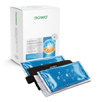 RÖWO Kalt Warm Kompressen Set mit Fixierbandage und Verlängerungsband