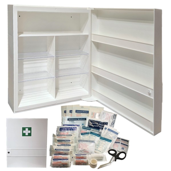 Verbandschrank Famulus weiß mit Füllung DIN 13157 HOLTHAUS