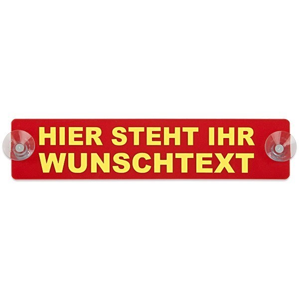 kingsmed ® Warnschild mit Wunschtext und 2 x Saugnapf 32 x 7 cm in rot