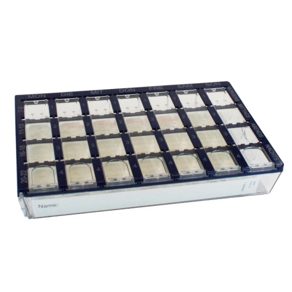 Dosett S Medikamenten-Kasette blau für 1 Woche Tablettendose und Pillendose