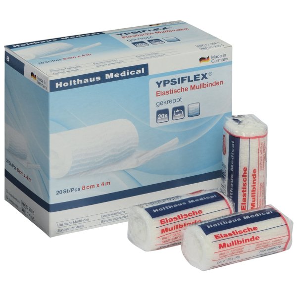 YPSIFLEX Elastische Mullbinde HOLTHAUS 8 cm x 4 m 20 Stück