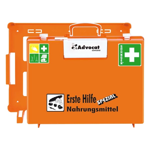 Erste Hilfe Koffer Advocat Nahrungsmittel SÖHNGEN mit Pflasterspender Verbandkasten MT-CD orange