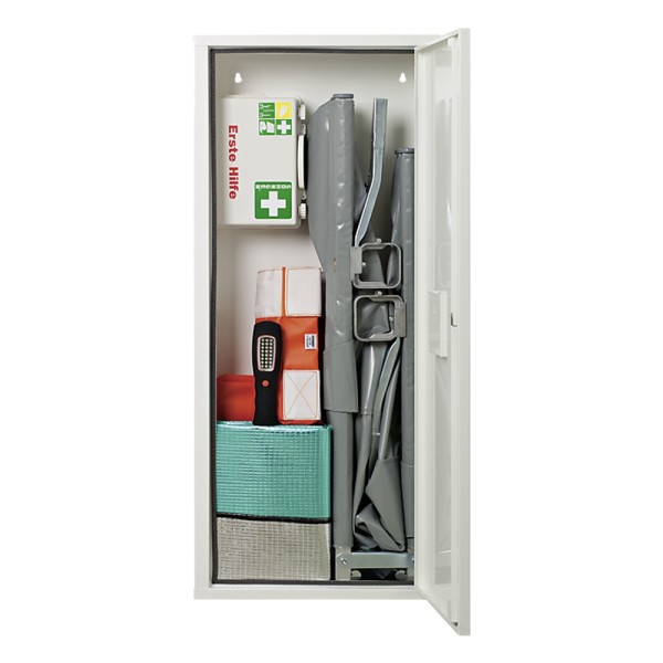 Anbausafe Trage weiß gefüllt SÖHNGEN Stehschrank mit Trage und Verbandkasten Norm nach 13157