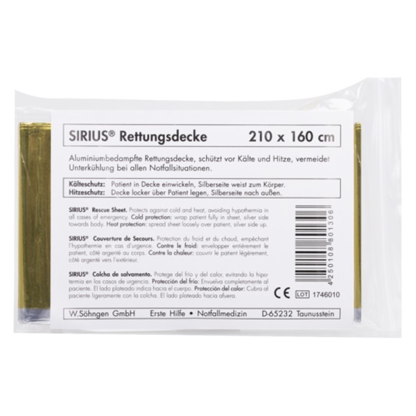 Rettungsdecke SÖHNGEN SIRIUS silber gold 210 x 160 cm