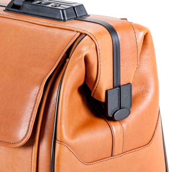 Arzttasche RUSTICANA hellbraun DÜRASOL Großformat mit 2 Vortaschen Rindleder inkl. 1 Ampullenspender