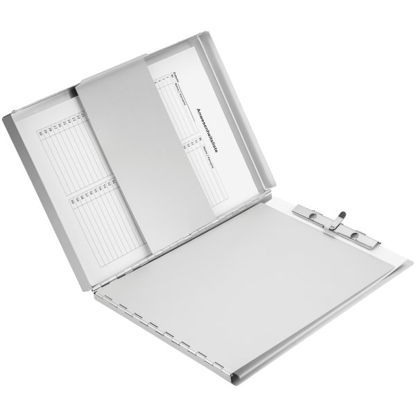 Formularhalter mit Box aus Aluminium mit Halteklemme Läufer 30517 Clipboard Klemmbrett