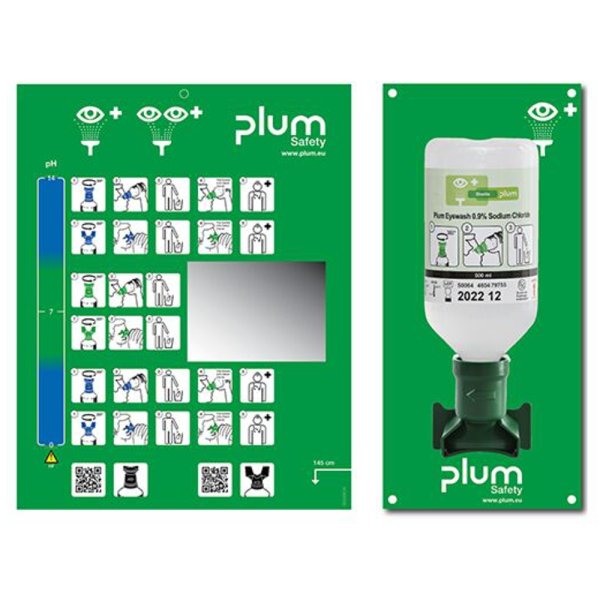 plum Augenspülstation 4611 mit 1 x 500 ml Augenspülflasche 4604